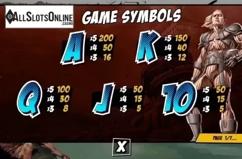 Paytable 1. X-O ManOWar from Pariplay