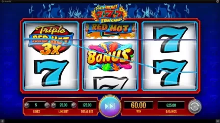 Triple Red Hot 777 slot screenshot 2