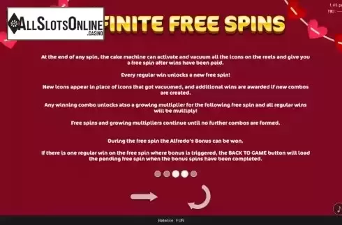Free Spins screen
