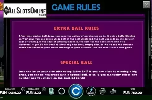 Special balls screen