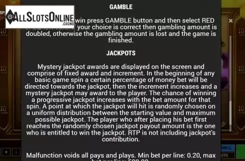 Gamble and Jackpots screen