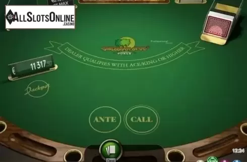 Game Screen. Caribbean Stud Professional Series Low Limit from NetEnt