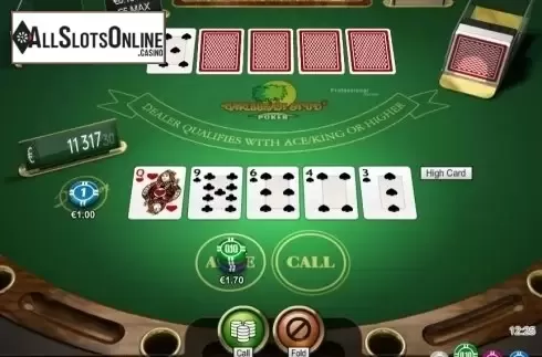 Game Screen. Caribbean Stud Professional Series Low Limit from NetEnt