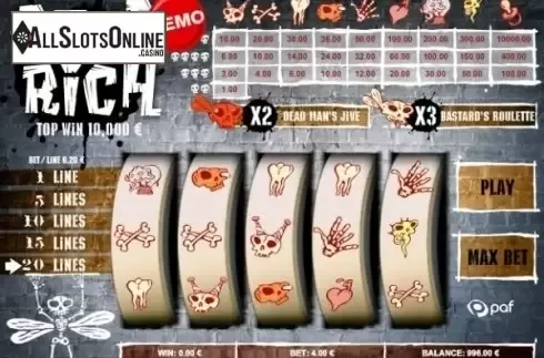 Game Workflow screen. Dead Rich from PAF