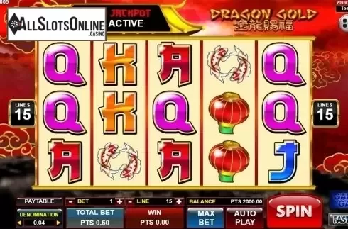 Reels screen. Dragon Gold from Spadegaming