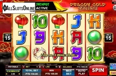 Win screen. Dragon Gold from Spadegaming