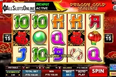 Win screen 2. Dragon Gold from Spadegaming