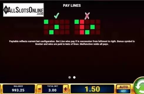 Paylines screen