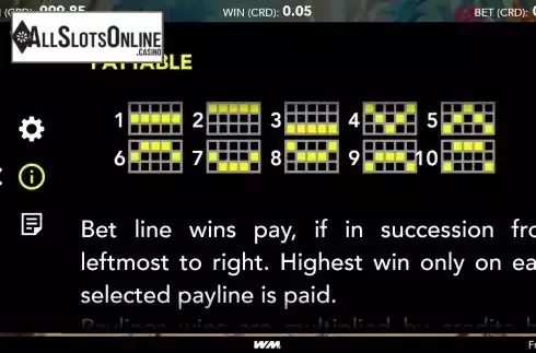 Paylines screen