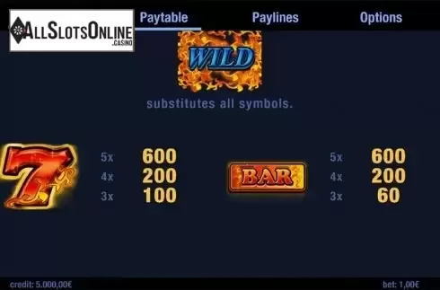 Paytable . Fruit Fever from Swintt
