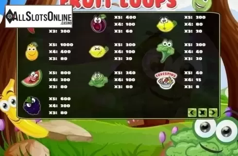 Paytable. Fruit Loops from PlayPearls