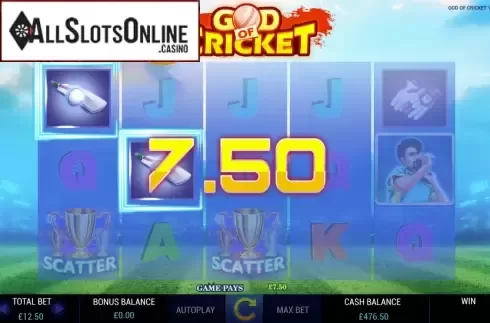 Win Screen. God of Cricket from ReelFeel Gaming