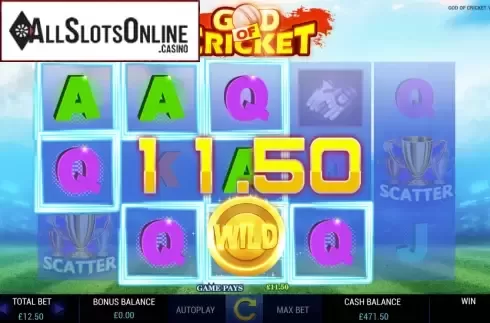 Win Screen. God of Cricket from ReelFeel Gaming
