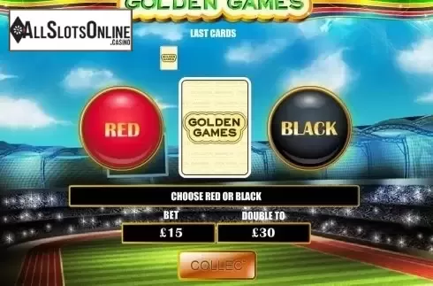 Gamble screen. Golden Games from Playtech