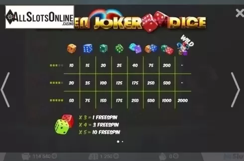 Screen2. Golden Joker Dice from MrSlotty