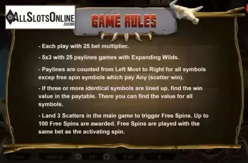 Game Rules screen