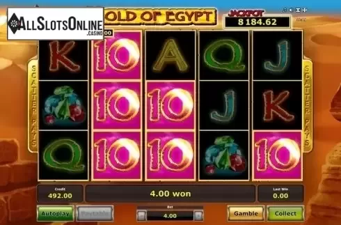 Win screen 1. Gold of Egypt (Green Tube) from Greentube