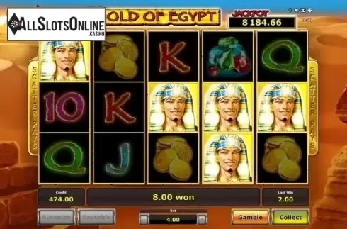 Win screen 2. Gold of Egypt (Green Tube) from Greentube