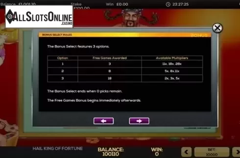 Game Rules 2. Hail King of Fortune from High 5 Games