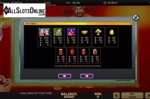 Game Rules 4. Hail King of Fortune from High 5 Games