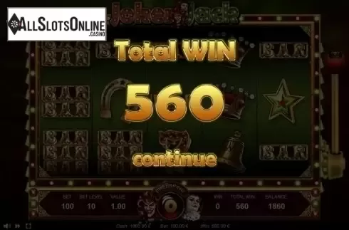 Big win screen. Joker Jack from Thunderspin