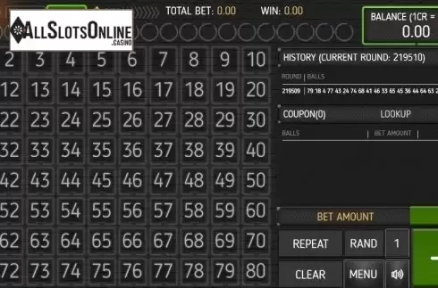 Game Screen. Keno Neon from InBet Games