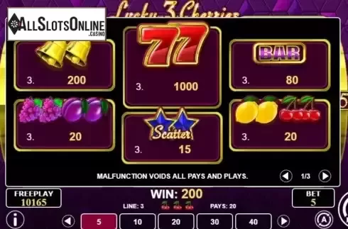 Pay Table screen