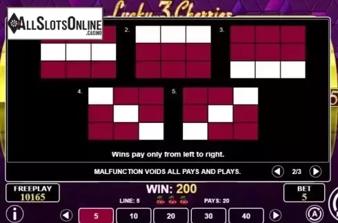 Pay Lines screen