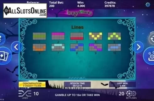 Paylines. Lucky Witch (DLV) from DLV