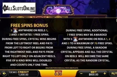 Paytable 4. Madame Caroline from PlayStar