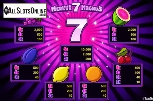 Paytable 1. Merkur Magnus 7 from Merkur