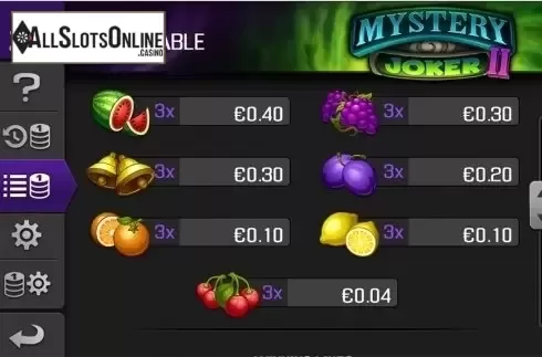Paytable 2. Mystery Apollo II from Apollo Games