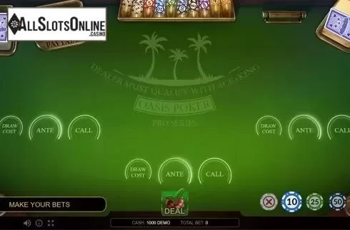 Reels screen. Oasis Poker Pro Series from Evoplay Entertainment