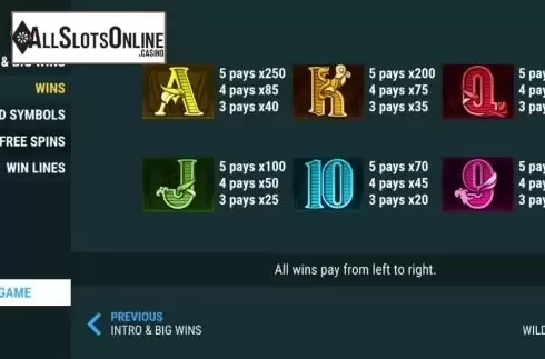 Paytable screen 2