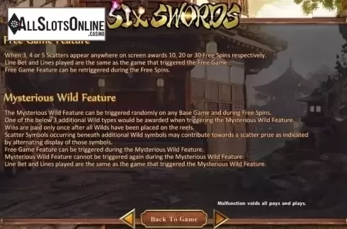 Features 1. Six Swords from SimplePlay