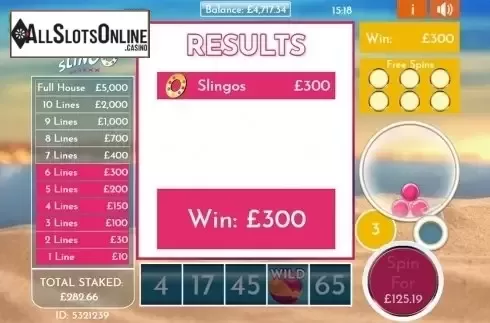 Win screen. Slingo Love Island from Slingo Originals
