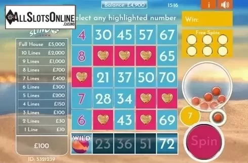 Game workflow. Slingo Love Island from Slingo Originals