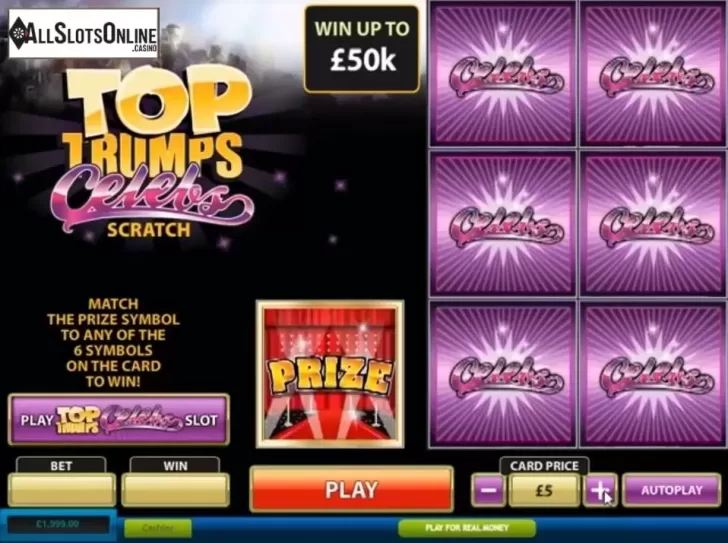 Game Screen 1. Top Trumps Celebs Scratch from Playtech