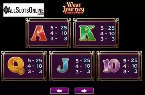 Paytable 6. West Journey Treasure Hunt from High 5 Games