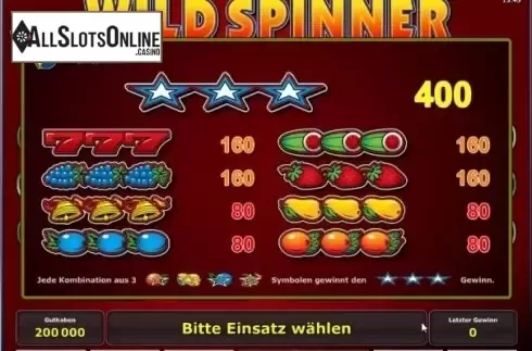 Paytable 1. Wild Spinner™ from Greentube