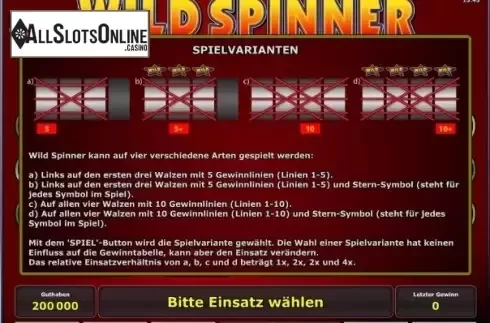 Paytable 3. Wild Spinner™ from Greentube