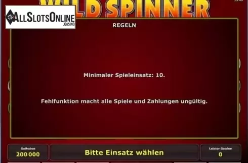 Paytable 4. Wild Spinner™ from Greentube