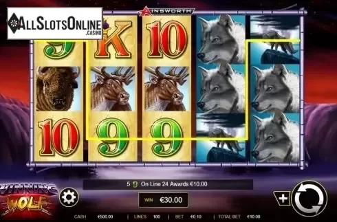 Win Screen . Winning Wolf from Ainsworth