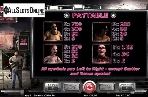 Paytable 2. Zombie Escape from Join Games