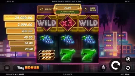 Miami Bonus Wheel Hit 'n' Roll slot screenshot 1