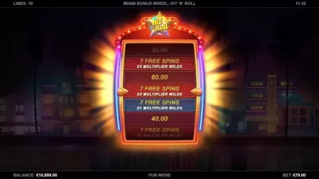 Miami Bonus Wheel Hit 'n' Roll slot screenshot 2
