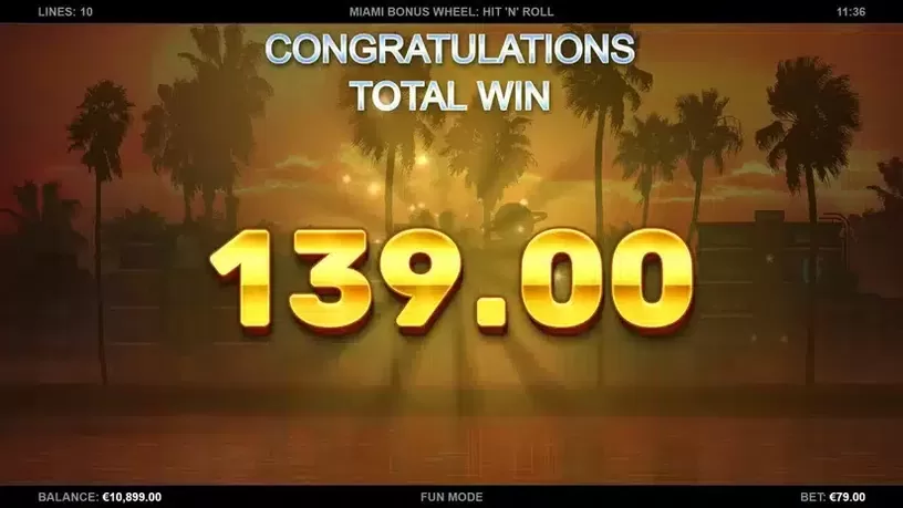 Miami Bonus Wheel Hit 'n' Roll slot screenshot