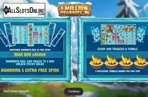 Start Screen. 1 Million Megaways BC from IronDog