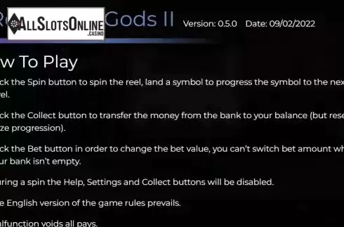Win Rules screen