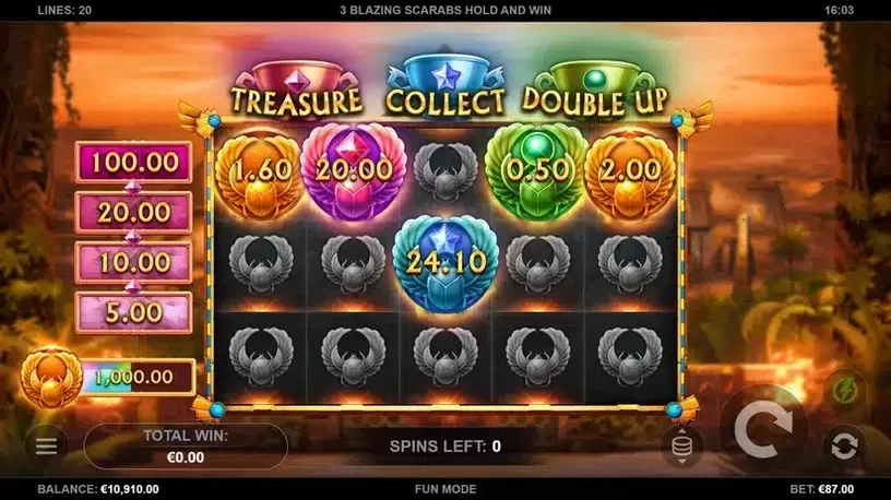 3 Blazing Scarabs Hold and Win slot screenshot 